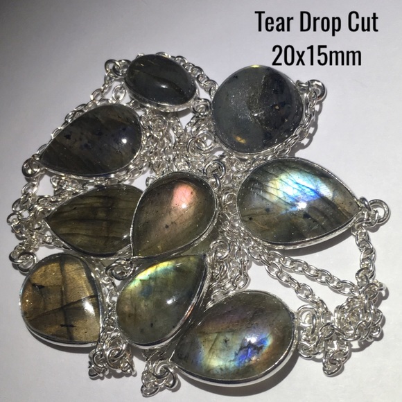 Fiery Flash Natural Labradorite Gemstone Handmade Station Necklace - Picture 6 of 7